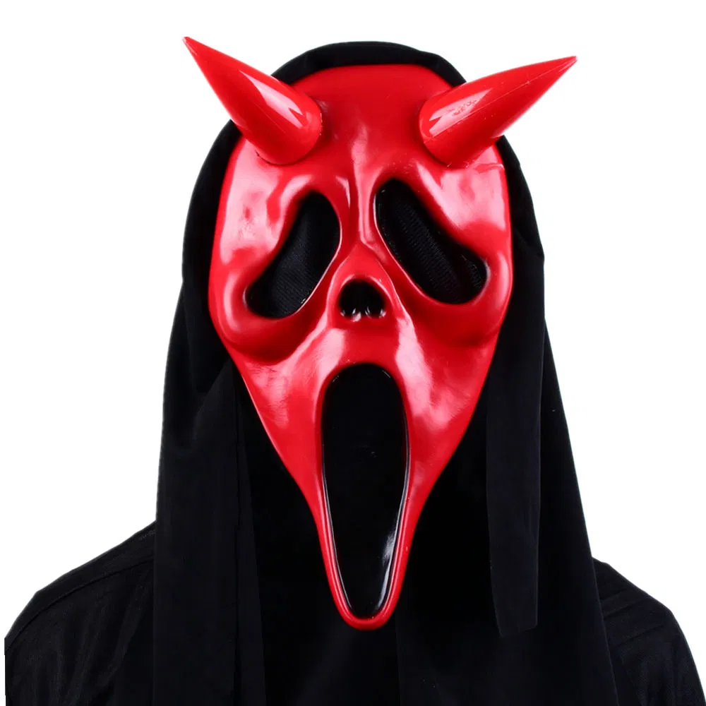 Máscara Scream de dropshipping, disfraz aterrador de Halloween, disfraz de película de terror, accesorio de disfraz de cara de fantasma, disfraz de asesino de Halloween para adultos