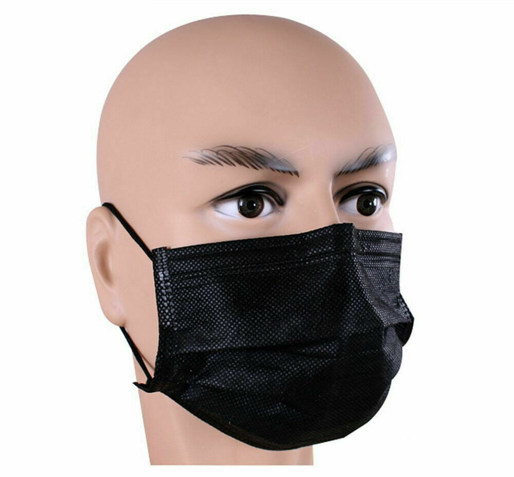 Mascarilla Médica Desechable 3ply Mascarilla Negra con Ganchos para las Orejas CE En14683 Estándar FDA Bfe99%