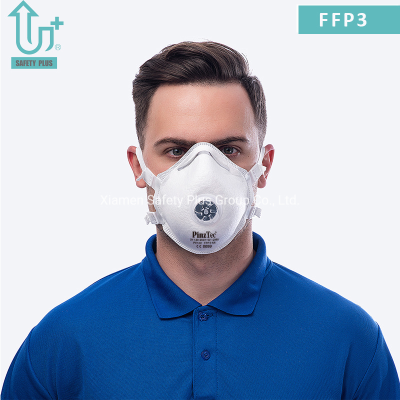 Mascarilla de Seguridad para el Rostro con Filtro de Alta Protección Respiratoria FFP3 Forma de Copa con Almohadilla Nasal de PU Completa Blanca para Adultos