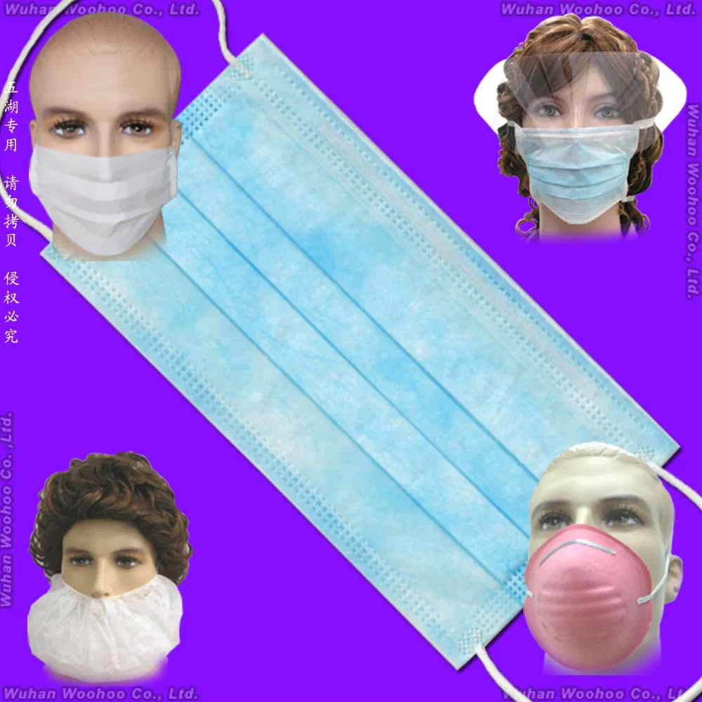 Mascarilla desechable de papel/laboratorio/seguridad 3-Ply no tejida de PP con lazo elástico/atado 3ply protectora
