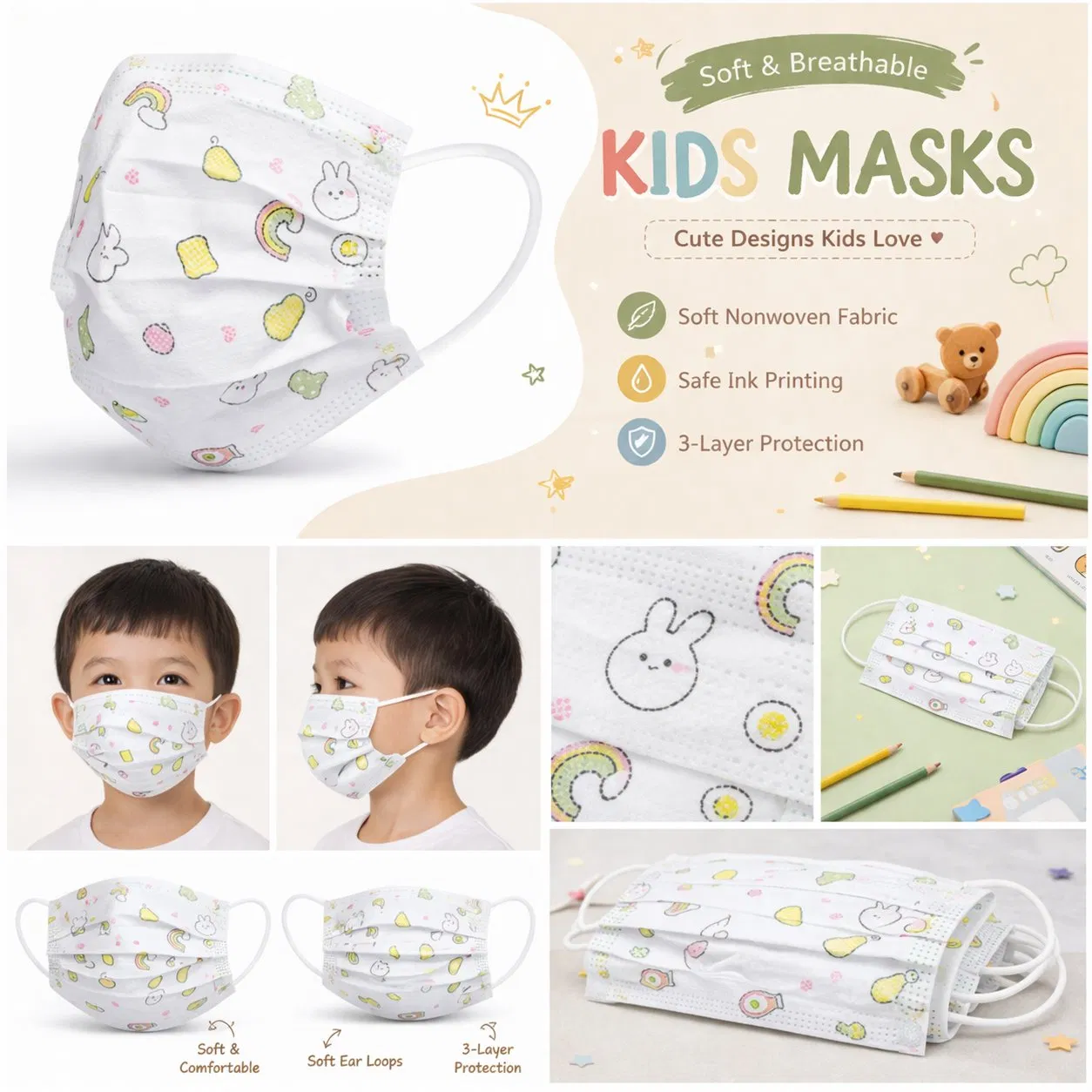 Mascarillas desechables impresas para uso diario