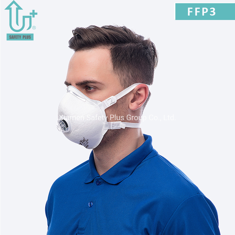 Mascarilla de Seguridad para el Rostro con Filtro de Alta Protección Respiratoria FFP3 Forma de Copa con Almohadilla Nasal de PU Completa Blanca para Adultos