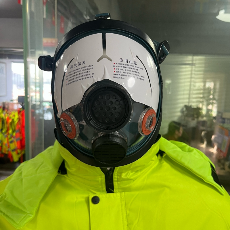 Máscara facial completa de oxígeno con doble filtro de seguridad, máscara respiratoria protectora