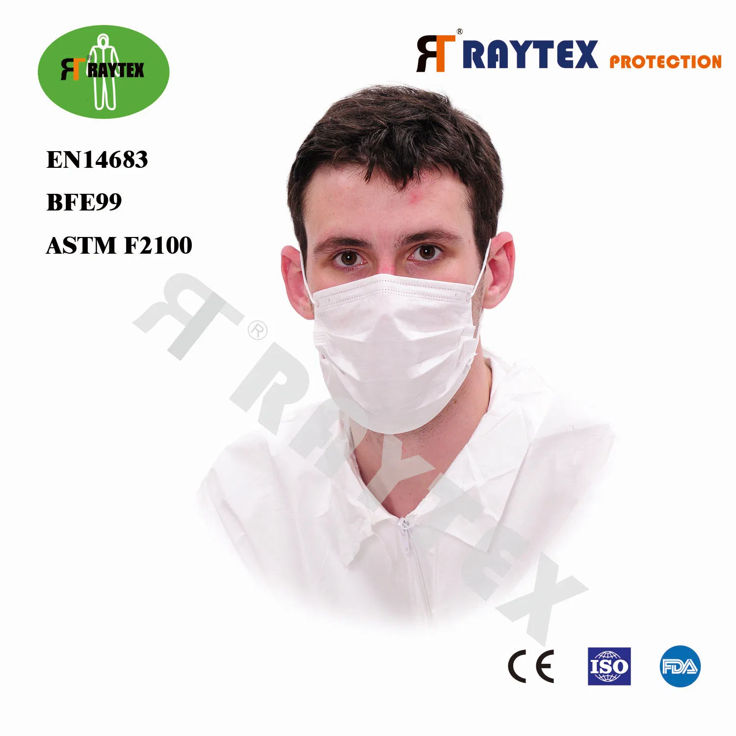 Protección Personal En14683 Bfe99 Mascarilla Facial de PP de 3 Capas con Gomas para las Orejas 3