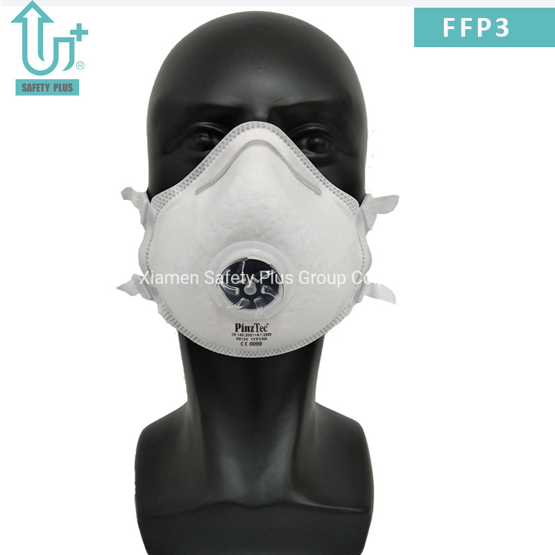 Mascarilla de Seguridad para el Rostro con Filtro de Alta Protección Respiratoria FFP3 Forma de Copa con Almohadilla Nasal de PU Completa Blanca para Adultos