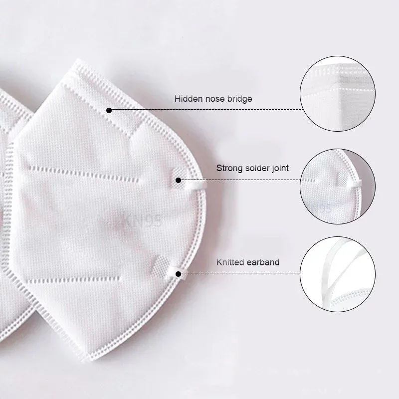 Mascarilla Protectora Personal KN95 Plegable para Respirar Desechable GB2626 Capas 5 Mascarilla Facial Sin Válvula de Aire KN95