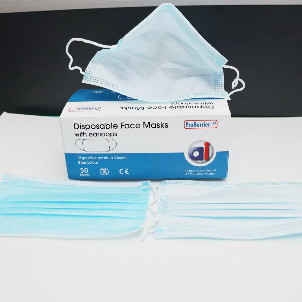 Máscara de Protección Civil en Bulto 3 Capa Desechable Protectora de Tela No Tejida
