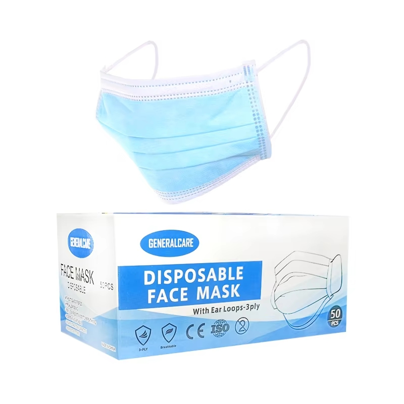 3-Ply Mascarillas desechables anti polen envueltas individualmente para adultos para el hogar, la escuela, la oficina y al aire libre