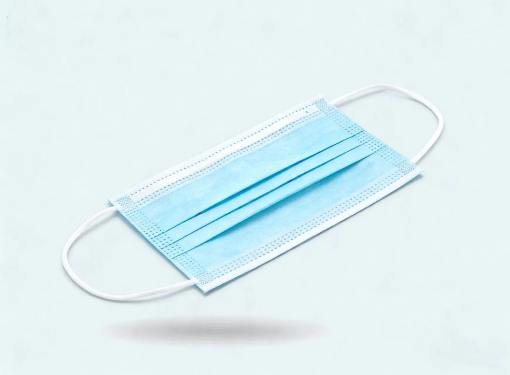 Mascarilla desechable azul en bulk 3-Ply diseño de no tejido con orejeras para uso diario