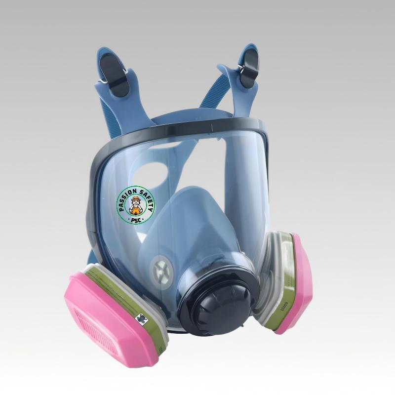 Máscara de gas respiratoria de cara completa de PPE industrial con cartuchos de filtro reemplazables