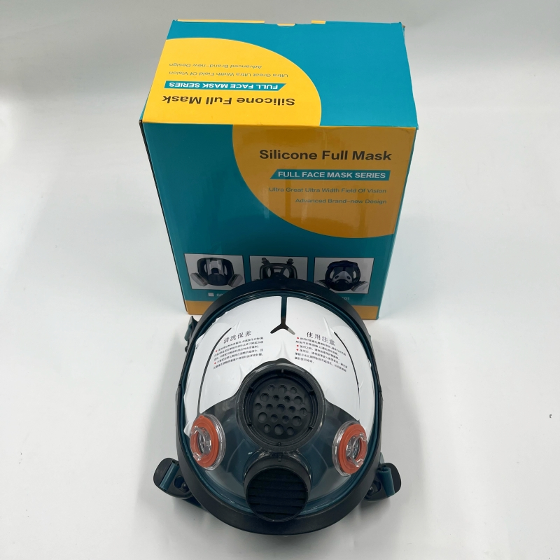 Máscara facial completa de oxígeno con doble filtro de seguridad, máscara respiratoria protectora
