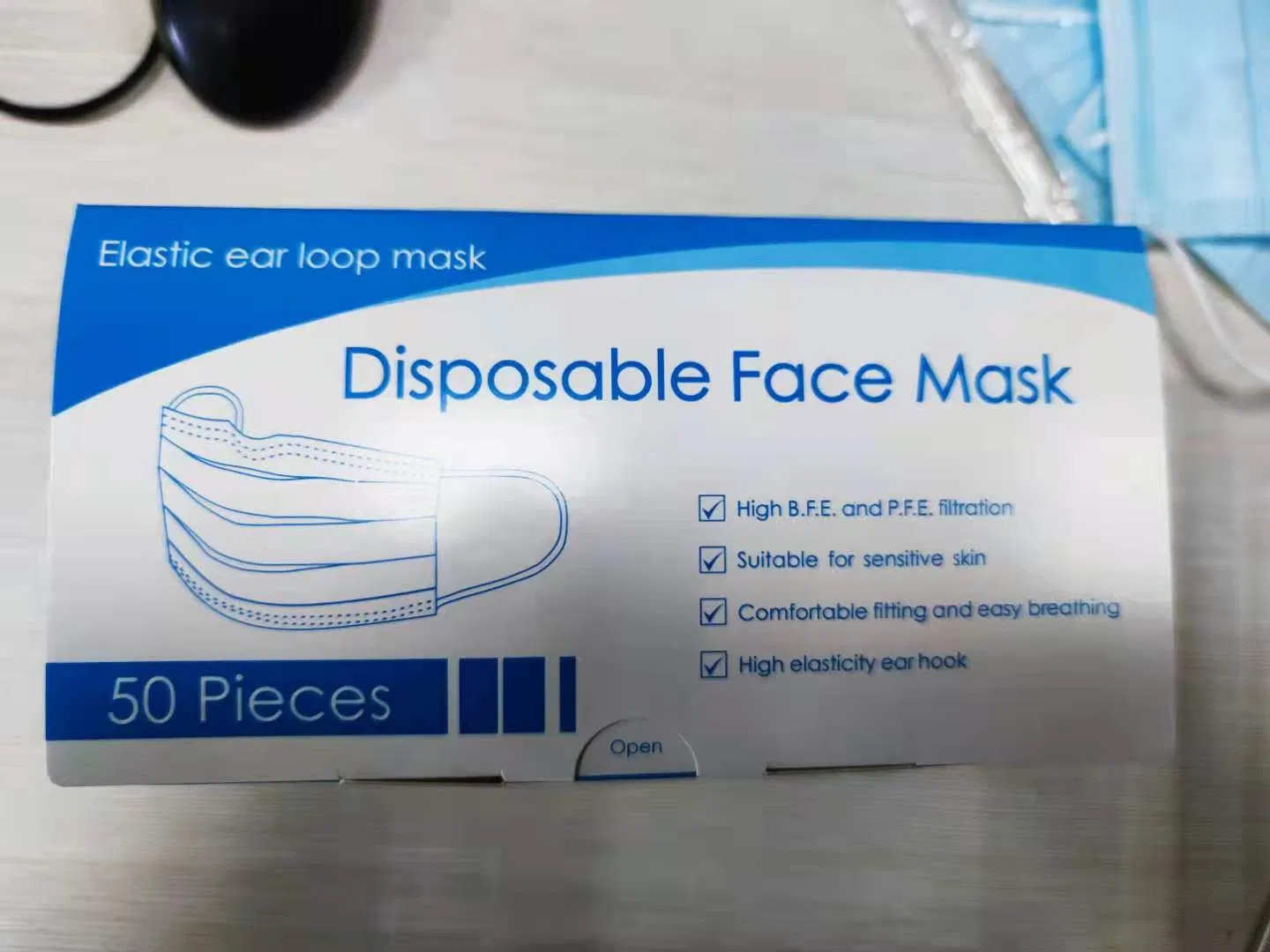 3 Capa de mascarilla desechable colgante para la cara
