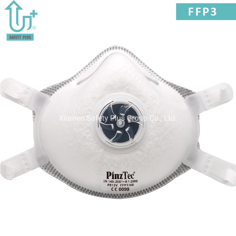 Mascarilla de Seguridad para el Rostro con Filtro de Alta Protección Respiratoria FFP3 Forma de Copa con Almohadilla Nasal de PU Completa Blanca para Adultos