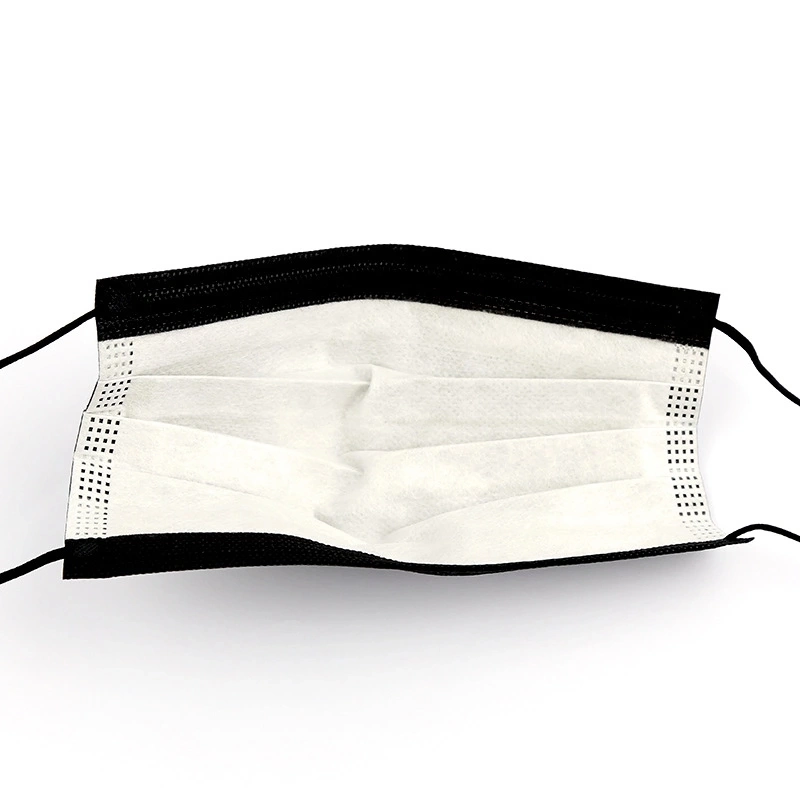 Mascarilla negra desechable de tela no tejida, a prueba de polvo, transpirable 3 capa