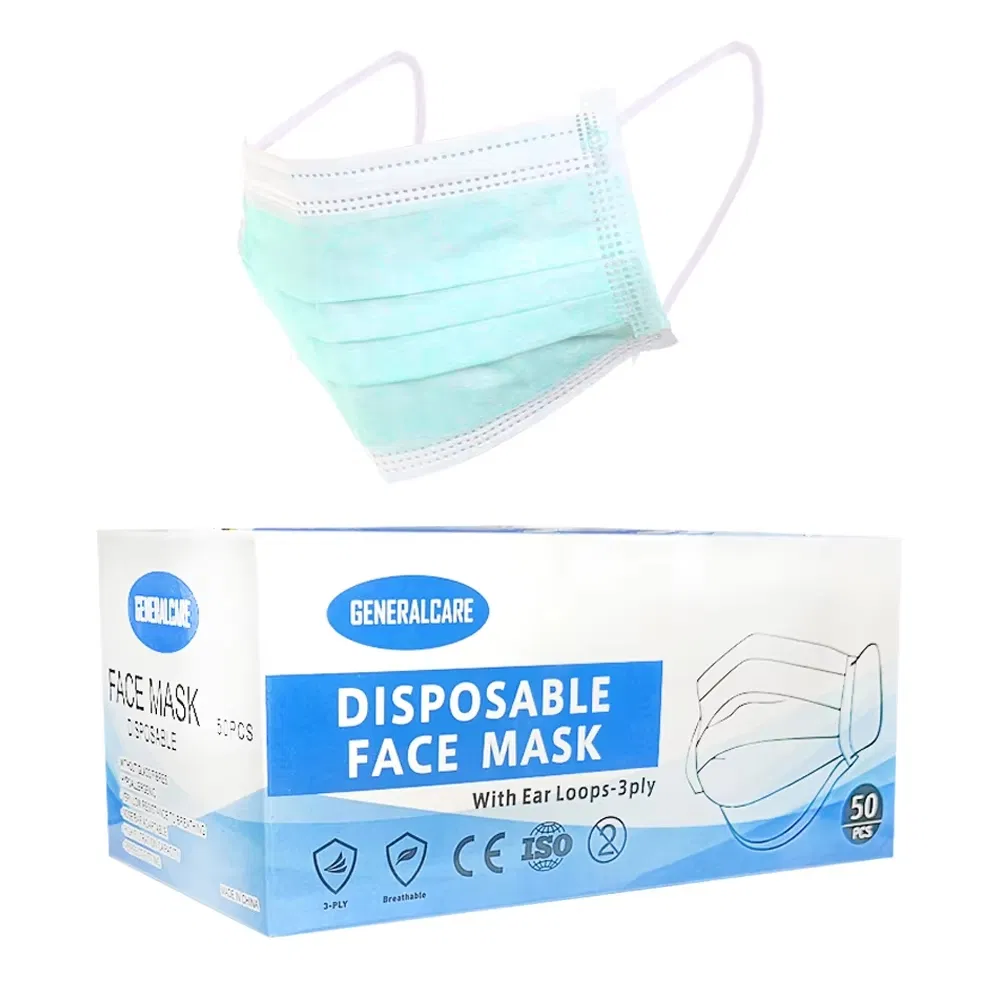 3-Ply Mascarillas desechables anti polen envueltas individualmente para adultos para el hogar, la escuela, la oficina y al aire libre
