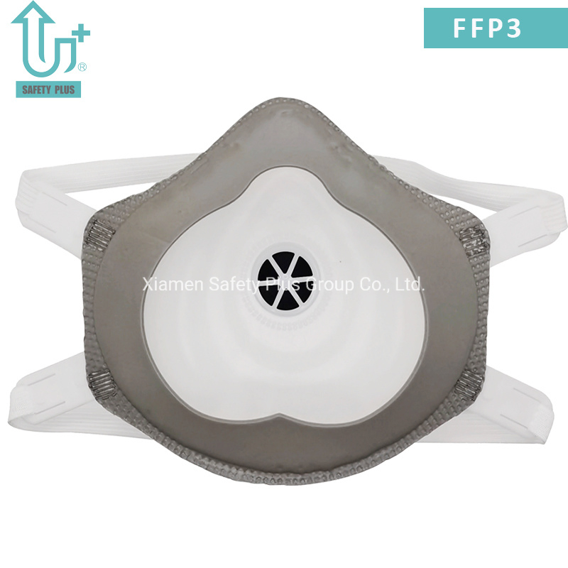 Mascarilla de Seguridad para el Rostro con Filtro de Alta Protección Respiratoria FFP3 Forma de Copa con Almohadilla Nasal de PU Completa Blanca para Adultos