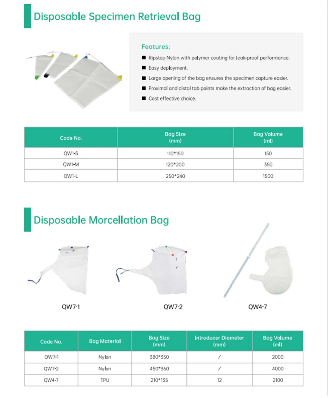 Product Specification Table