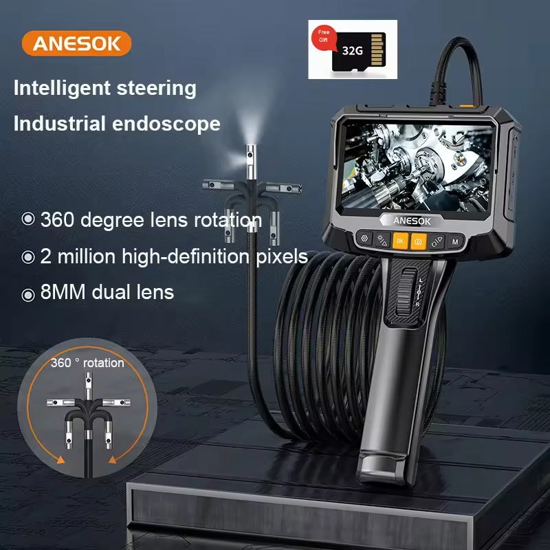 Endoscope Camera 3.9mm Lens Inspection 1080P HD Two-Way Articulation Head 360 Degree Automotive Mechanic IP67 Waterproof