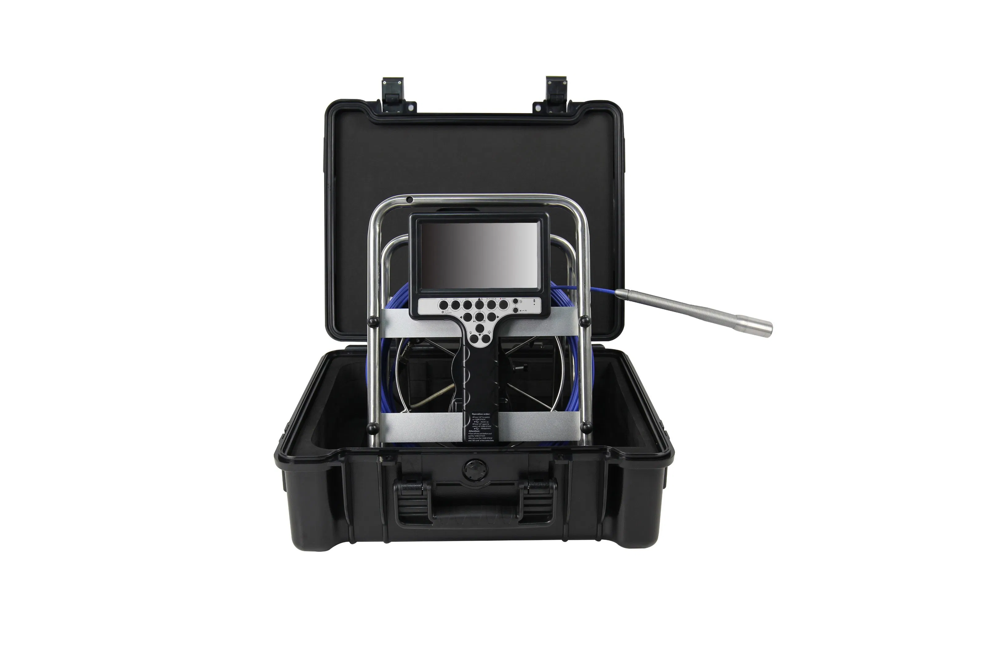 Industrial Pipeline Endoscope 7 Inch Monitor 115FT Push Cable 28mm Self-Balancing Camera Head Meter Counter