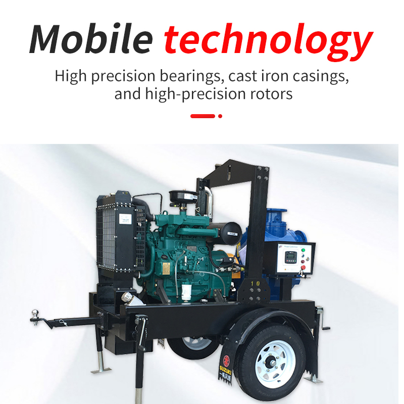 High Suction Flood Control Irrigation Mobile Trailer Diesel Engine Self-Priming Centrifugal Water Pump
