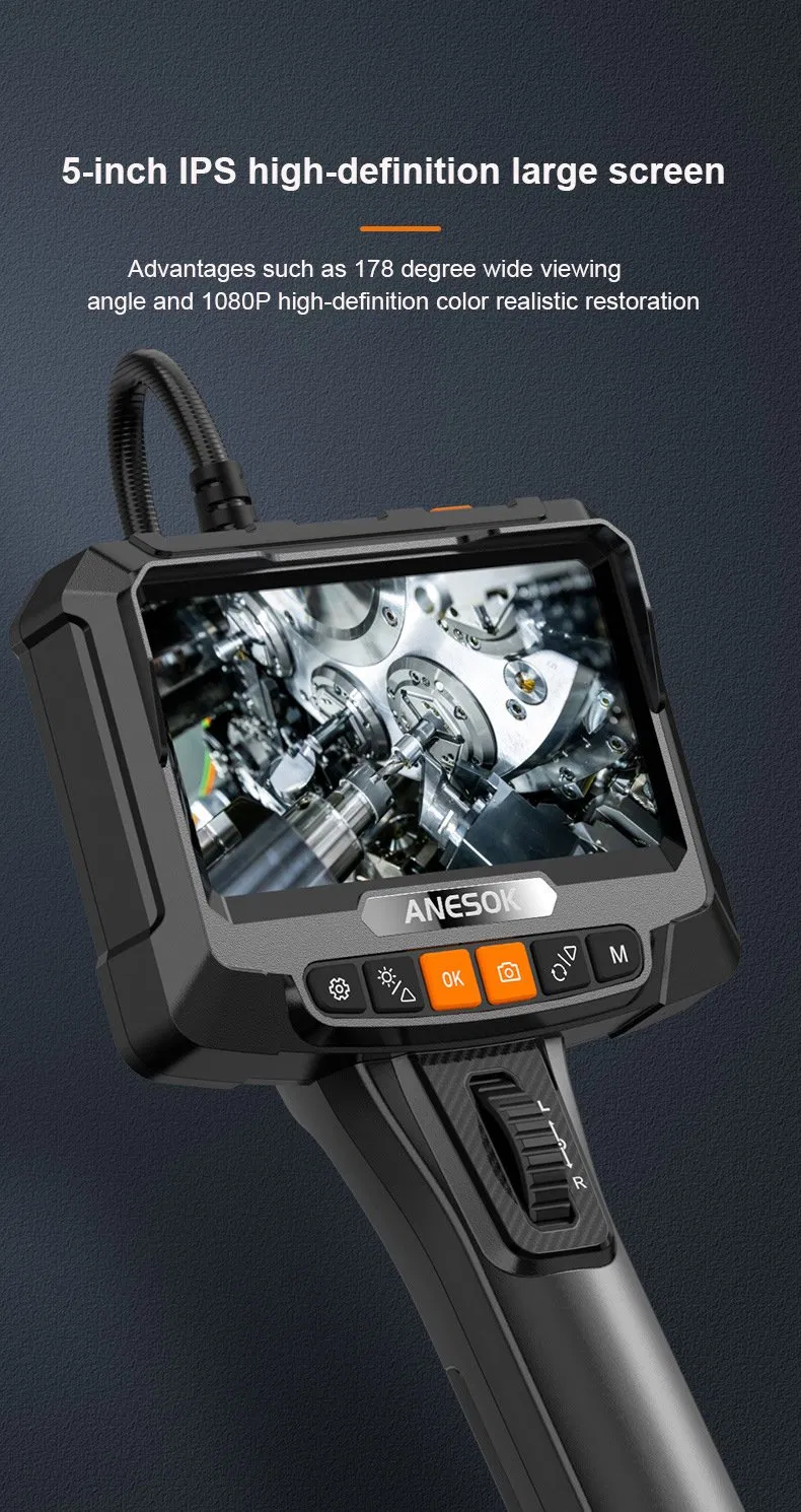 Endoscope Camera 3.9mm Lens Inspection 1080P HD Two-Way Articulation Head 360 Degree Automotive Mechanic IP67 Waterproof