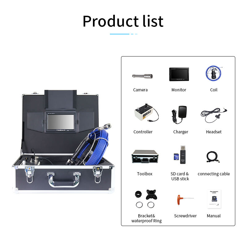 Industrial 23mm Head 30m Cable Endoscope Sewer Drain Pipe Inspection CCTV Camera for Underground Plumbing Pipeline Inspection