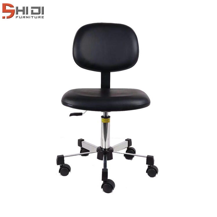 PU Seat Doctor Office Stool for Standing Desk Lab Furniture Chrome Base Ergonomic Cleanroom Anti Static ESD Chair