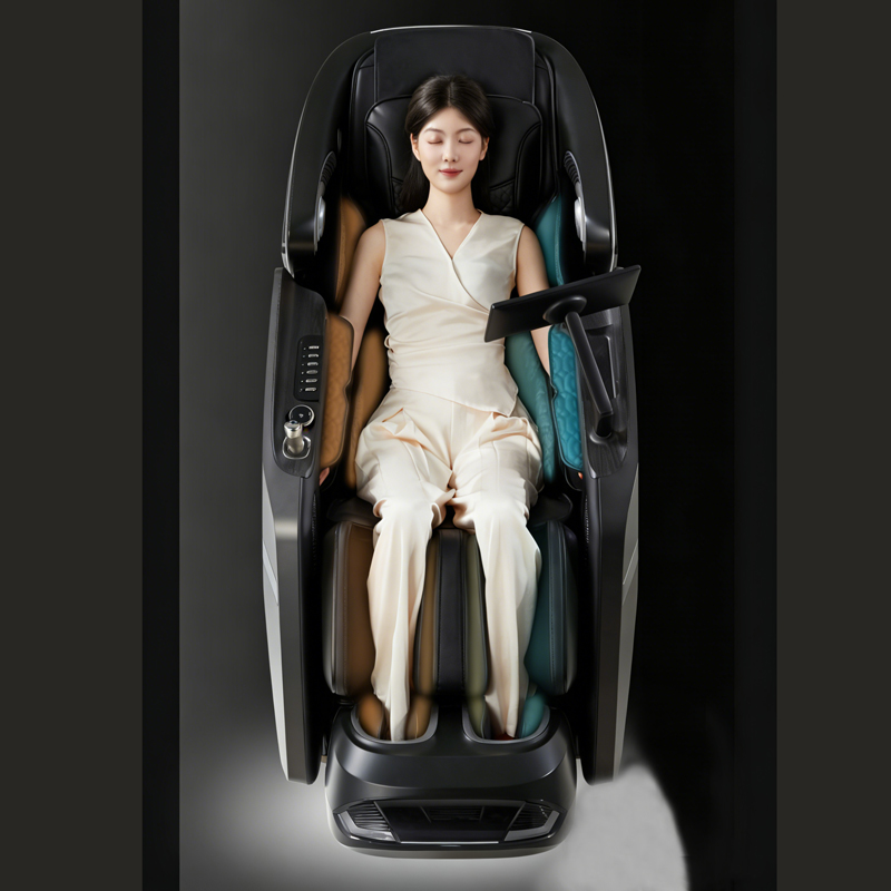 AI Controlled 4D Massage Chair Dual Core Mechanism Vital Signs Scanning Flexible Rail App Control for Wellness