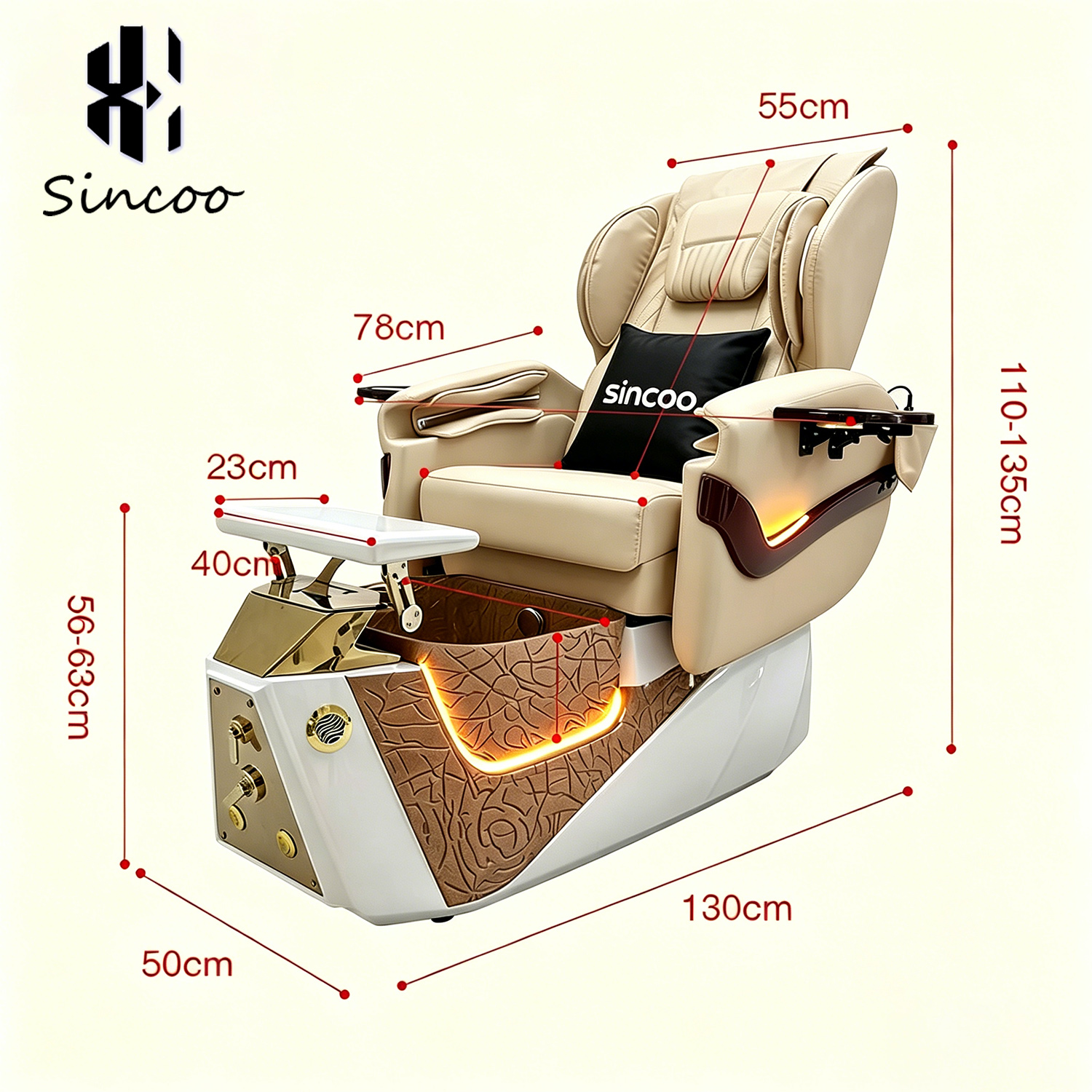 Wholesale New Comfortable Electric Fiberglass Base Whirlpool Foot Spa Massage Chair With Reclining Seat And LED Lamp