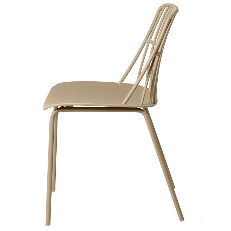 Ergonomic Modern Taupe Polypropylene Chair With Metal Feet