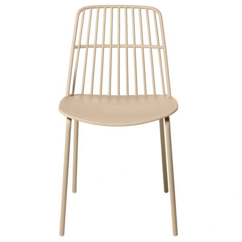 Ergonomic Modern Taupe Polypropylene Chair With Metal Feet
