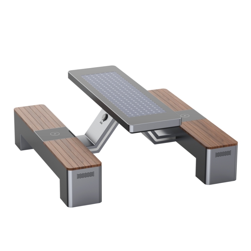 Factory Produces Solar Powered Smart Seats Multifunctional Garden Chair WiFi Bluetooth Speakers Wireless Charging for Outdoor