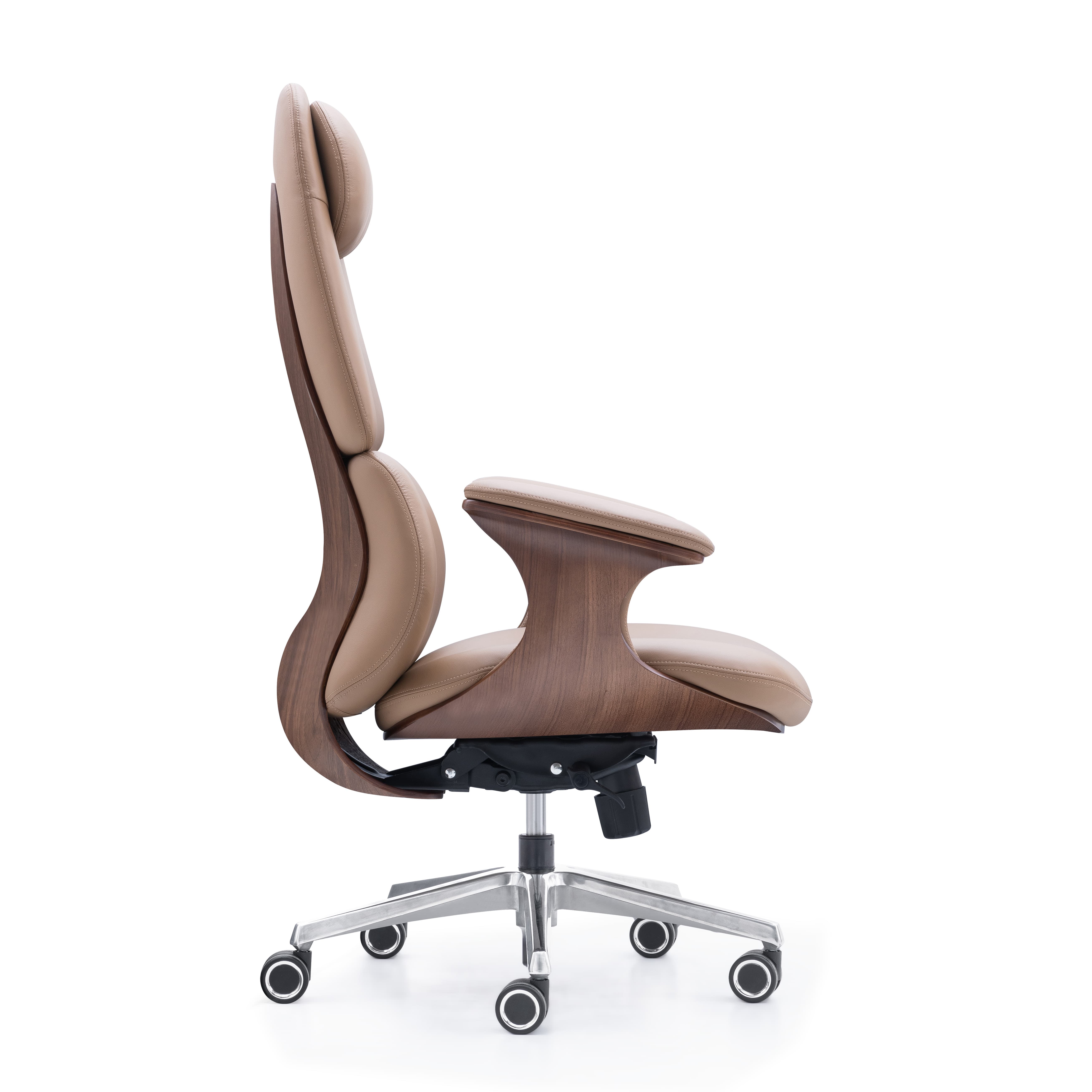 Luxury Ivory Leather Executive Office Chair Patented Design Ergonomic Cashew Shape Chair OEM Available for Middle East Market