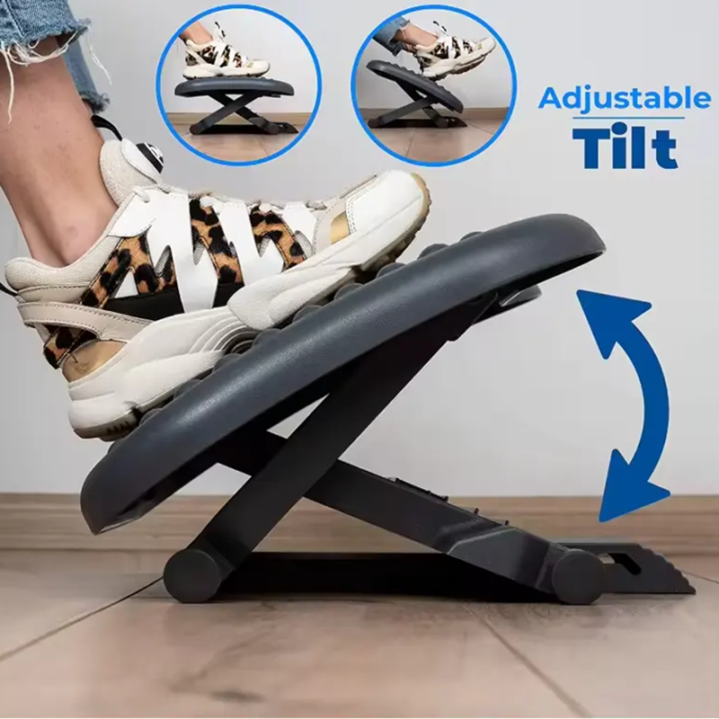 Adjustable Angle and Height Modern Foldable Office Ergonomic Footrest Stool for Under Desk Support and Living Room Use