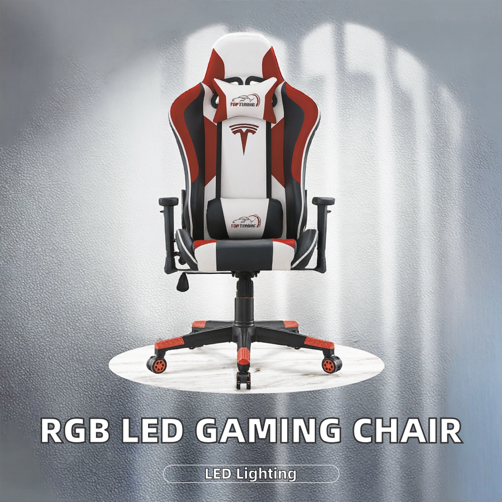 Furgle RGB LED Leather Gamer Chair Executive Style Office Gaming Chair with Massage 3-Stage Gas Lift 2D Armrest Free Shipping