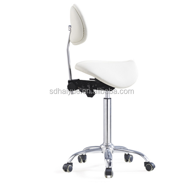 HY4008-1 Adjustable Hydraulic Rolling Stool Ergonomic Office Saddle Seat Drafting Work Chair, Split Seat Saddle Stool