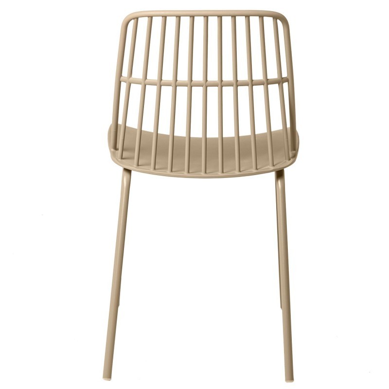 Ergonomic Modern Taupe Polypropylene Chair With Metal Feet