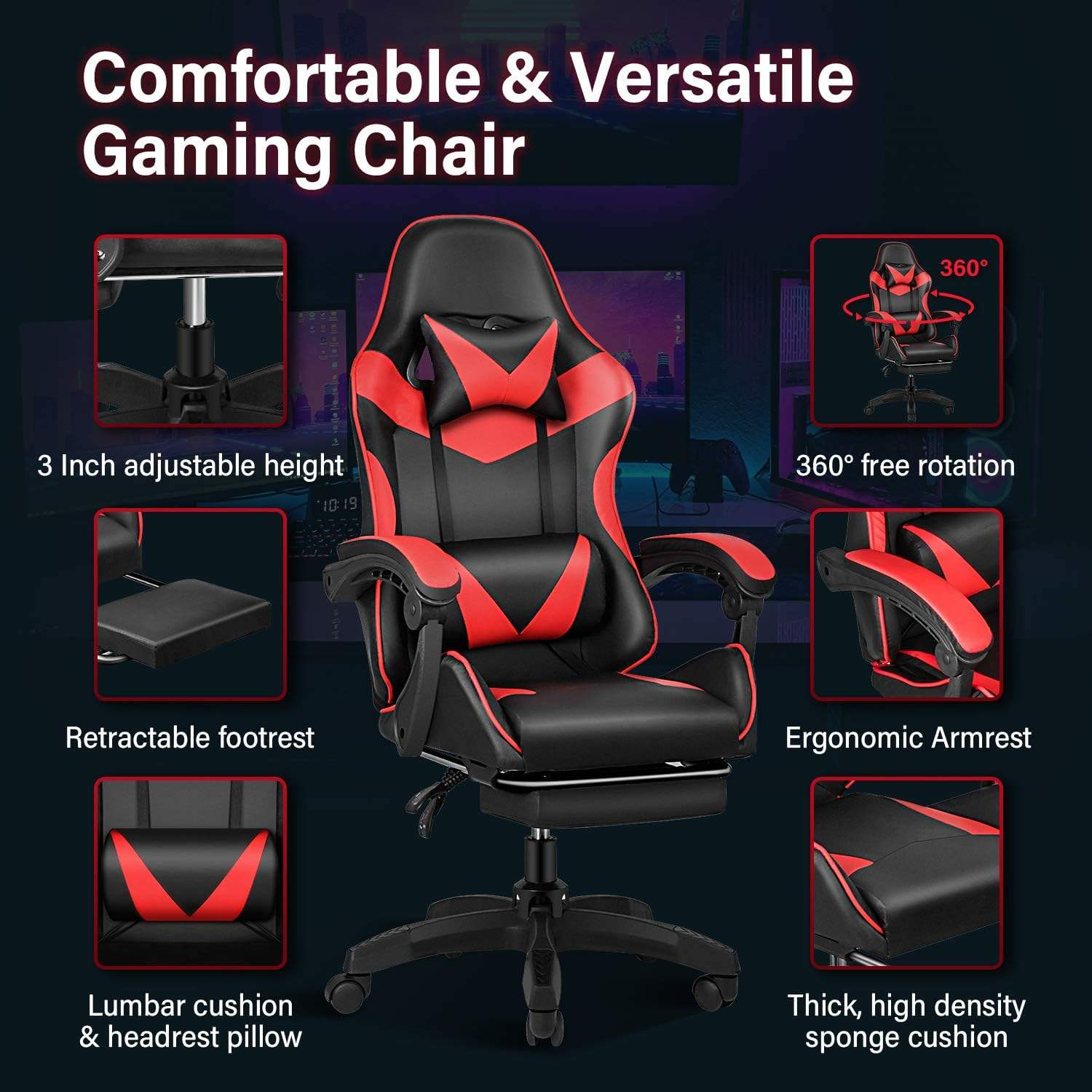ALINUNU Custom Logo High Back Gaming Chair For Home Office Thick High Density Sponge Cushion Gaming Chair