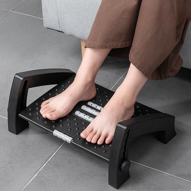 Wholesale Footrest Under Desk Ergonomic Office Foot Stool with Massage 6 Adjustable Height Position