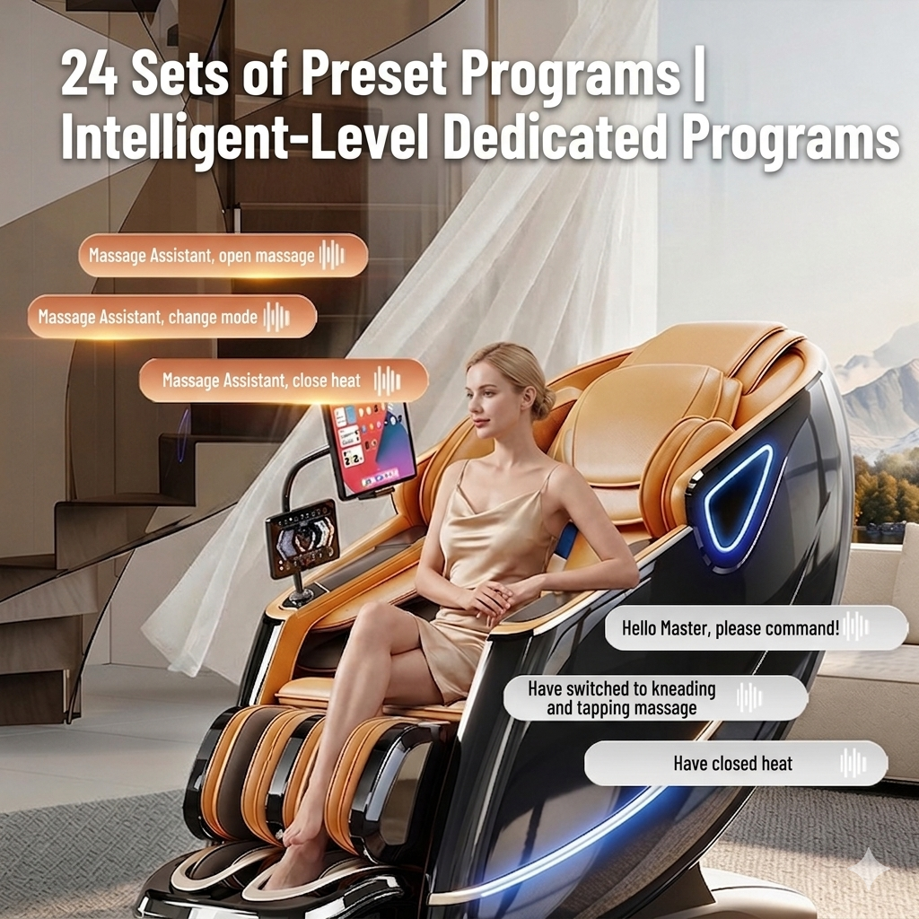 OEM ODM Dual 6D Jade Roller Massage Chair Full Body Zero Gravity Recliner With AI Voice Control Airbag Heating Wireless Charging