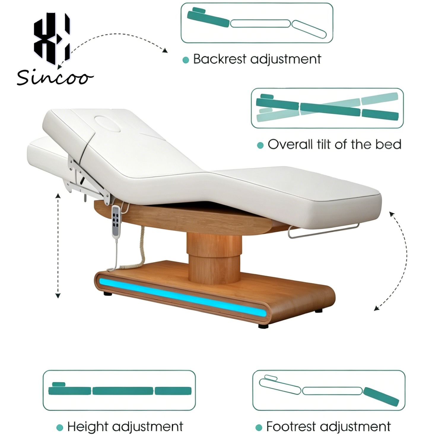 Luxury Custom Thai Luxury King Size Professional Salon Lash Bed Chair Electric Wooden Beauty Table De Heated Massage Bed