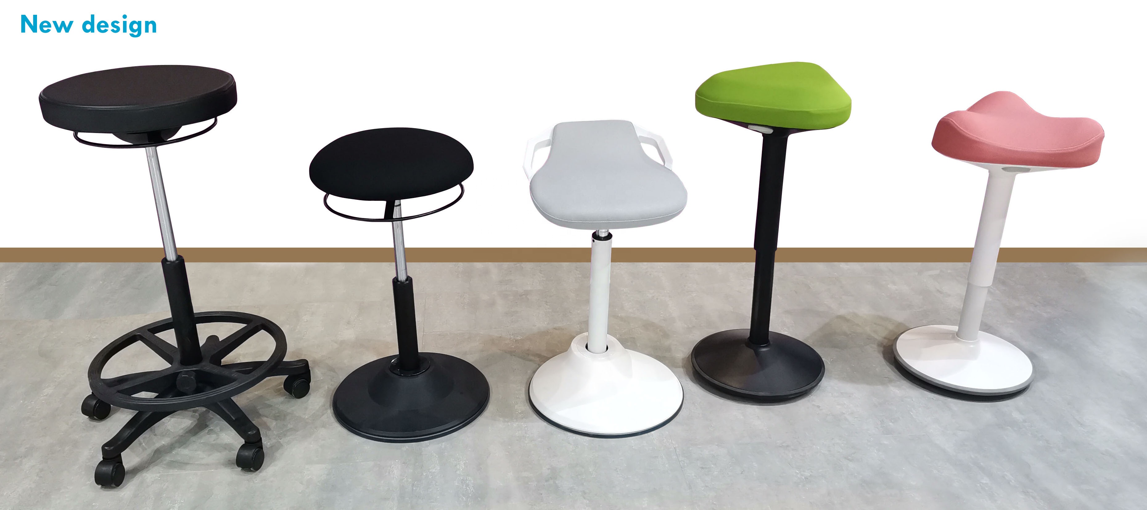 Ergonomic Modern Metal Design Drafting Stool Wheels Height Adjustable Wobble Stool for Home Office Living Room for Home School