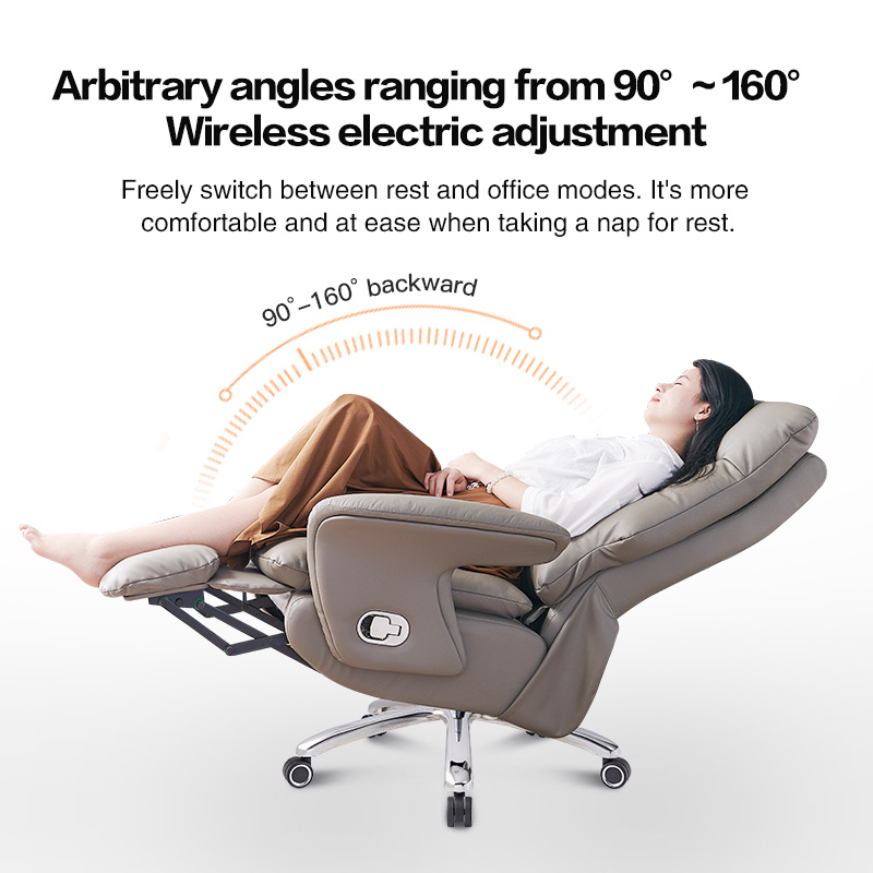 Comfortable Ergonomic Boss Office Chair Adjustable Height Footrest Recliner Gas Lift Modern Design Wood Frame Synthetic Leather