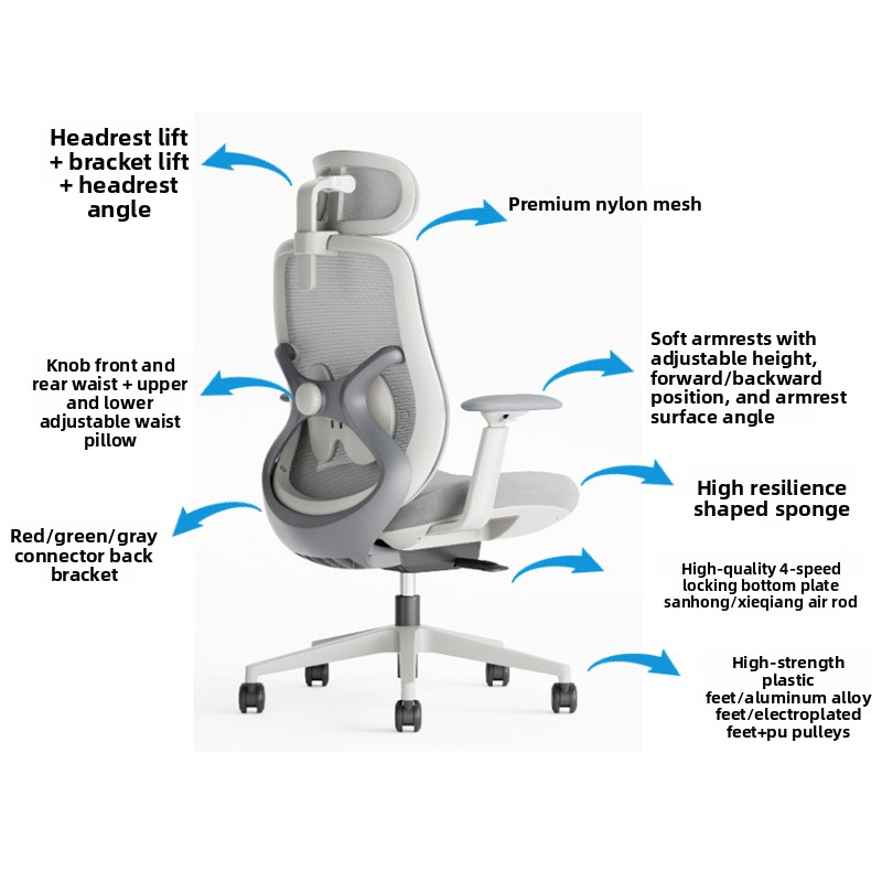 Source Factory Adjustable Rotating PVC Employee Computer Chair Comfortable Long Sitting Ergonomic Multifunctional Office Chair