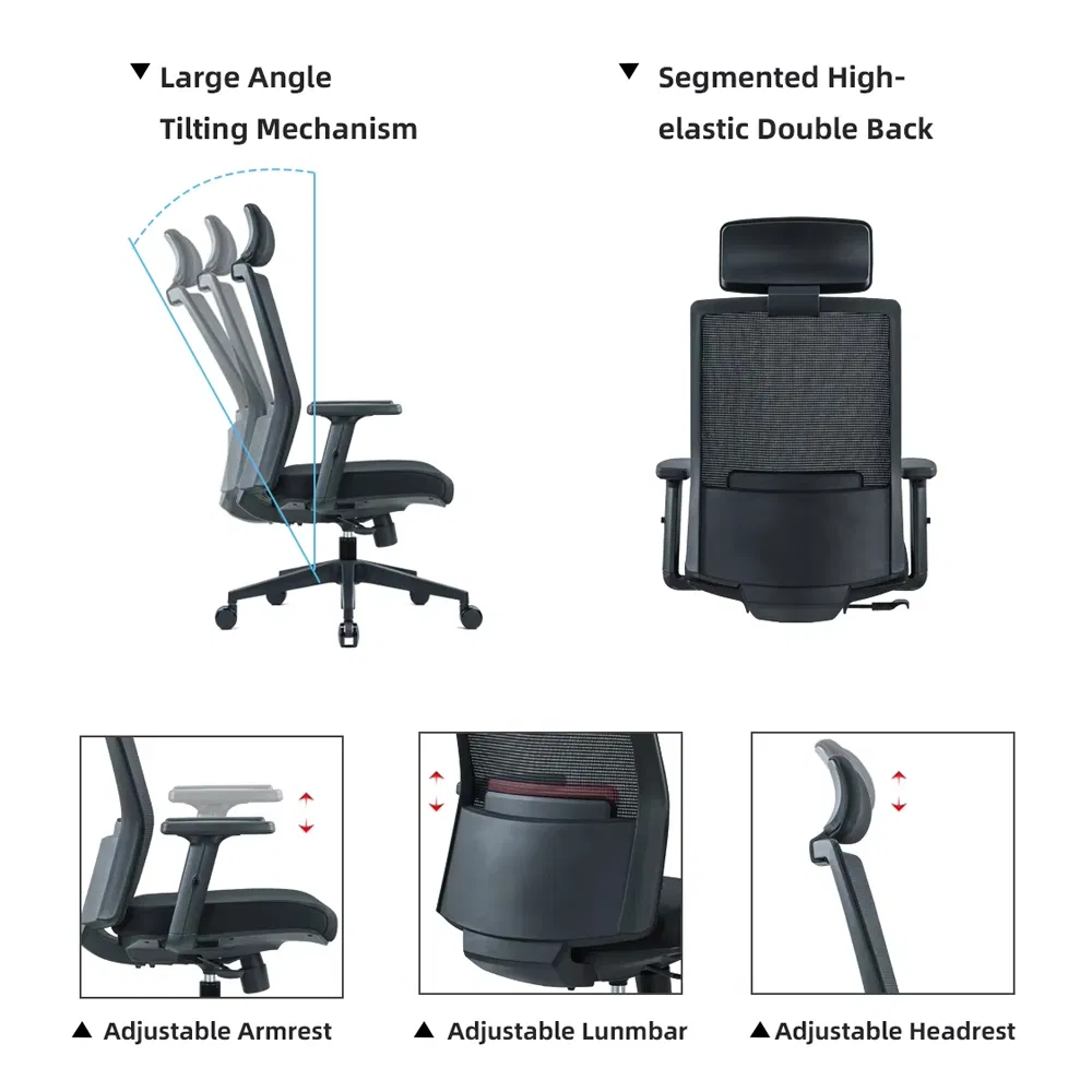 Stylish Mesh Executive Office Chair Comfortable White Desk Chair with Wheels