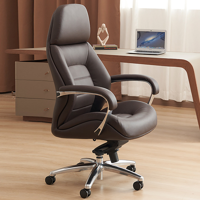 Luxury Ergonomic Boss Chair Armrest Executive Black Leather Swivel Office Chairs Genuine Leather Chair for Sale