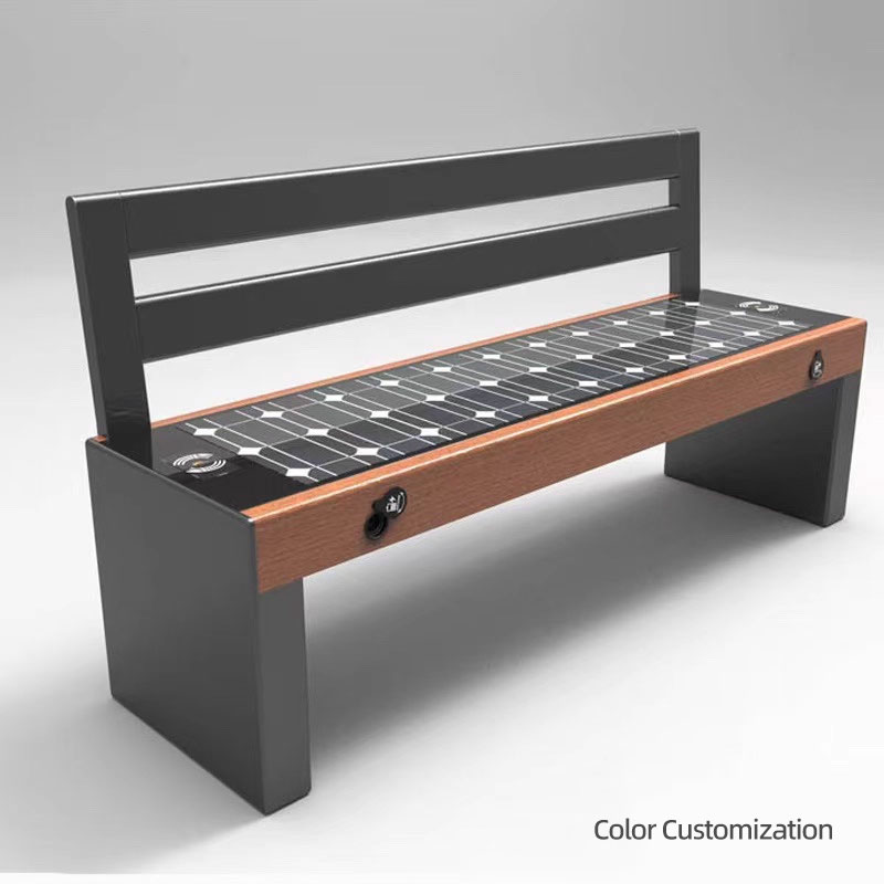 Solar Powered Charging Wireless Smart Bench, High-quality Garden Chair with Wi Fi Bluetooth Player.