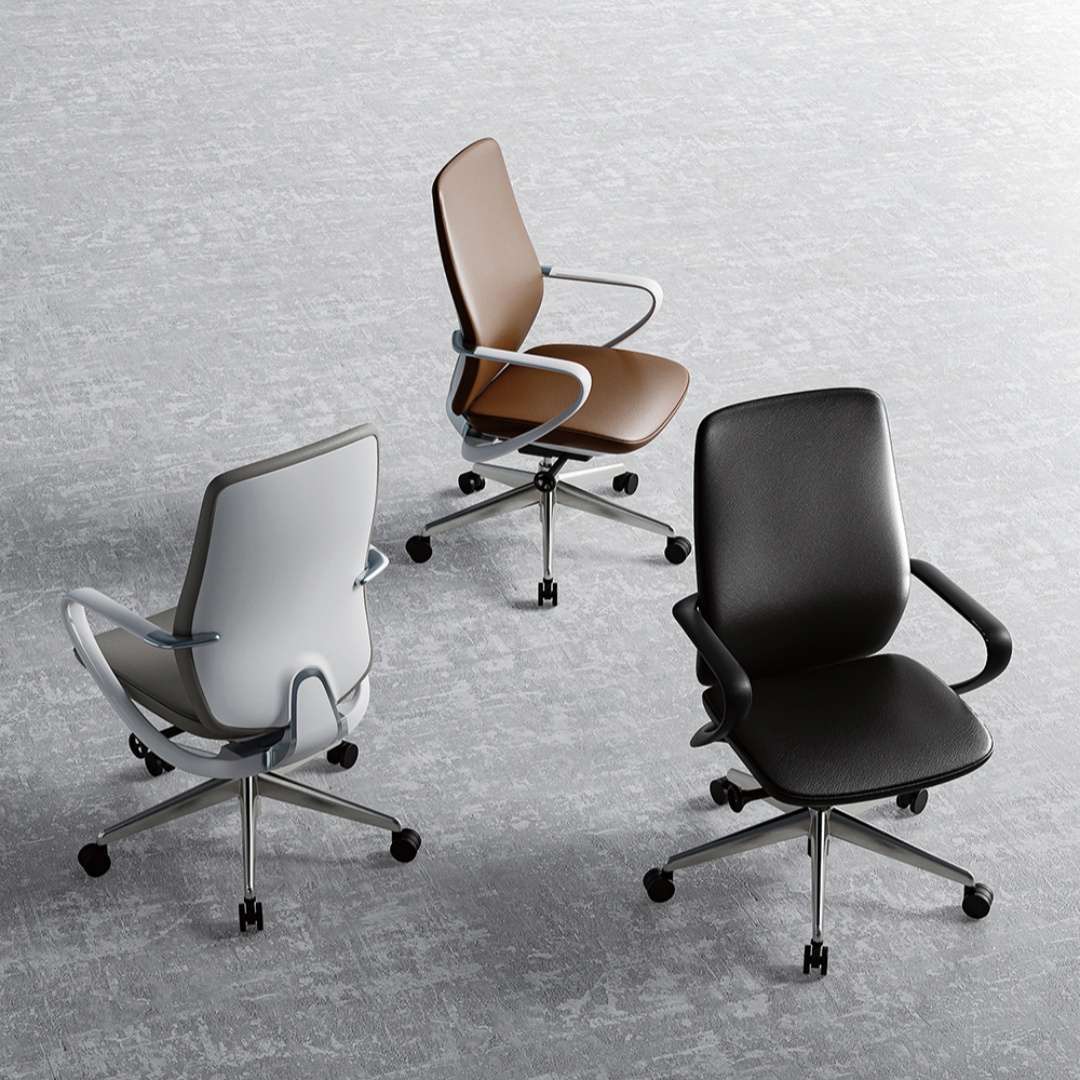 Luxury High Back Aluminum Base Executive Task Chair Adjustable Gas Lifting Office Leather Chairs
