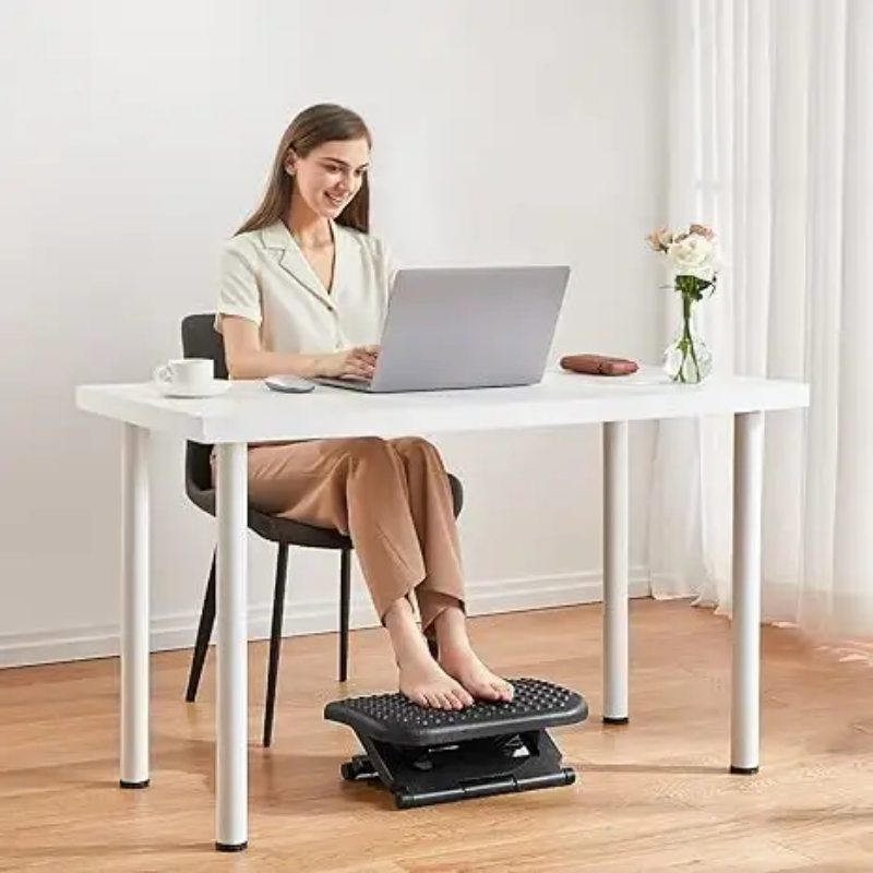 Adjustable Angle and Height Modern Foldable Office Ergonomic Footrest Stool for Under Desk Support and Living Room Use