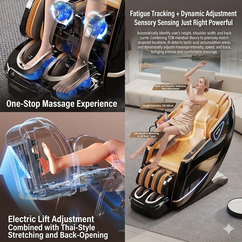 OEM ODM Dual 6D Jade Roller Massage Chair Full Body Zero Gravity Recliner With AI Voice Control Airbag Heating Wireless Charging